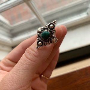 Sterling Silver and Green Stone Ring Size 7